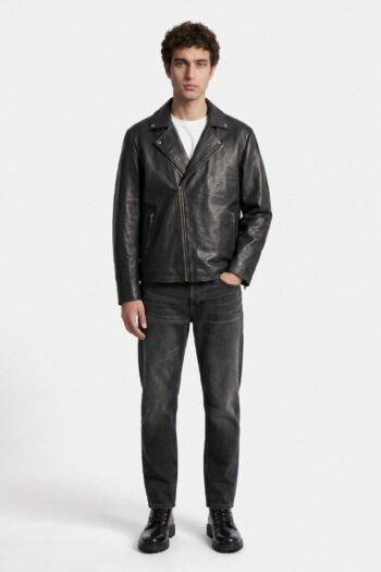 Warthog Vintage Distressed Leather Biker Jacket