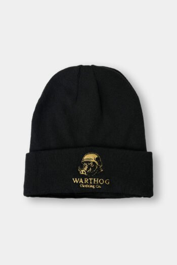 Warthog Classic Embroidered Patch Beanie - Black